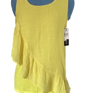 NWT AGB Yellow Sleeveless Ruffled Top Size Small